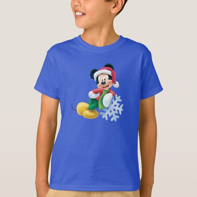 Mickey Mouse on Snowflake T-Shirt (Front)