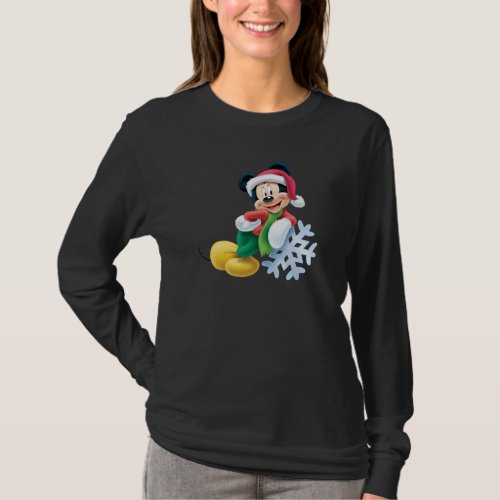 Mickey Mouse on Snowflake T_Shirt