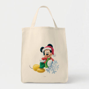Mickey Mouse on Snowflake Tote Bag