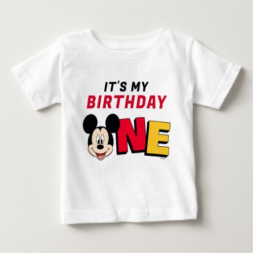 Mickey Mouse  ONE First Birthday Baby T_Shirt