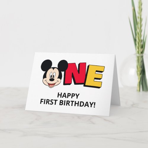 Mickey Mouse ONE First Birthday Card