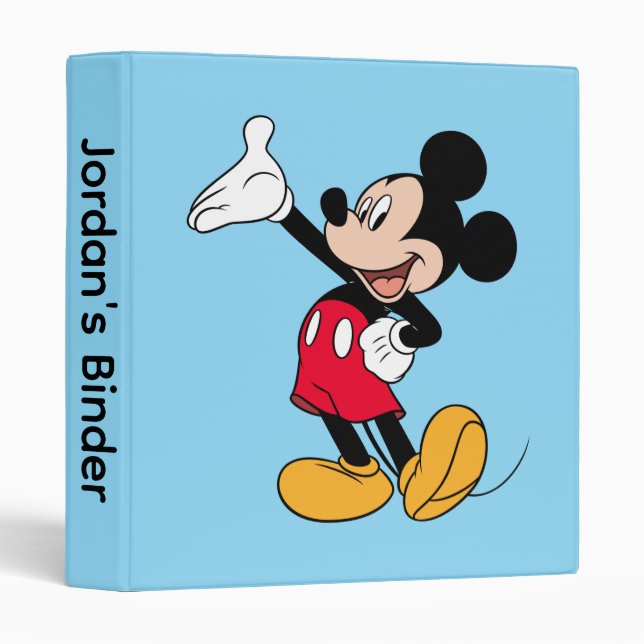 Mickey Mouse Open Hand Gesture 3 Ring Binder (Front/Spine)