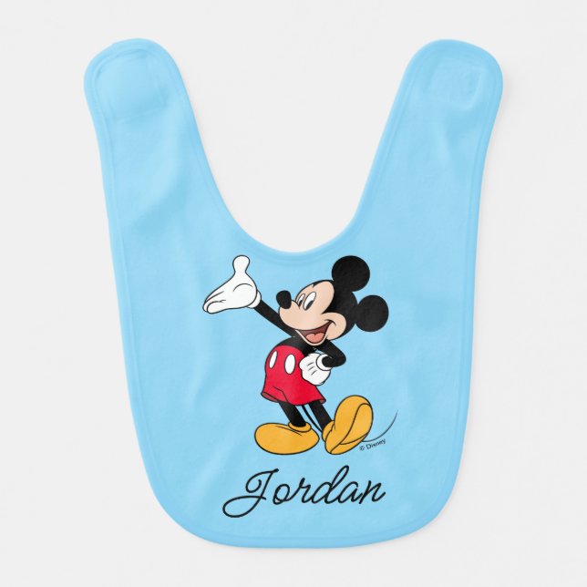 Mickey Mouse Open Hand Gesture Baby Bib (Front)