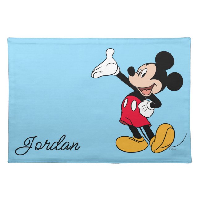 Mickey Mouse Open Hand Gesture Cloth Placemat (Front)