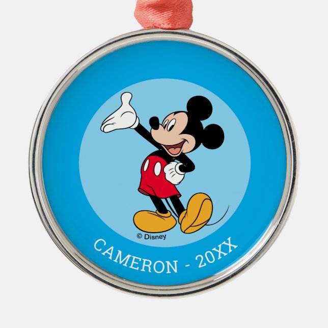 Mickey Mouse Open Hand Gesture Metal Ornament (Front)