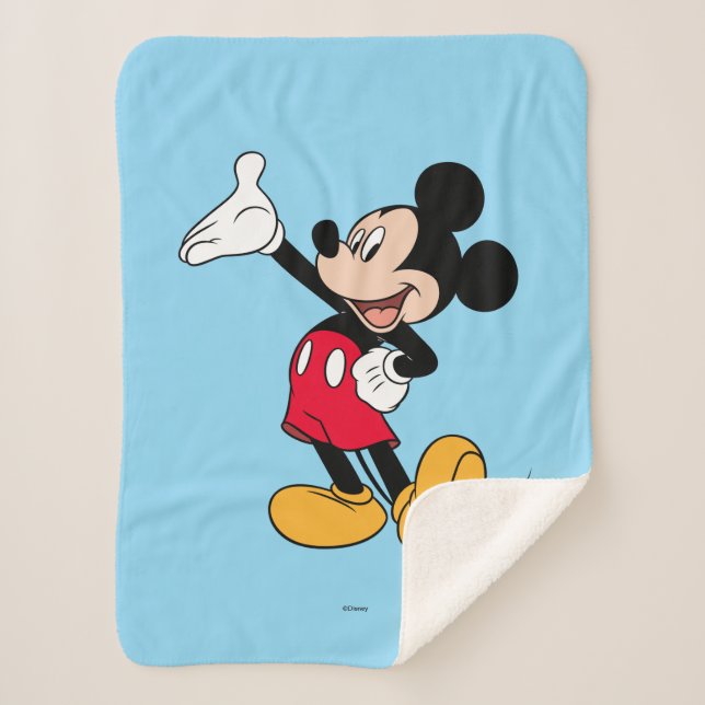 Mickey Mouse Open Hand Gesture Sherpa Blanket (Front)