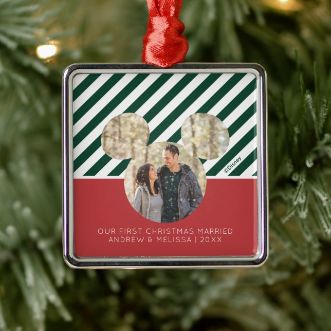 Mickey Mouse | Our First Christmas Married Metal Ornament (Tree)