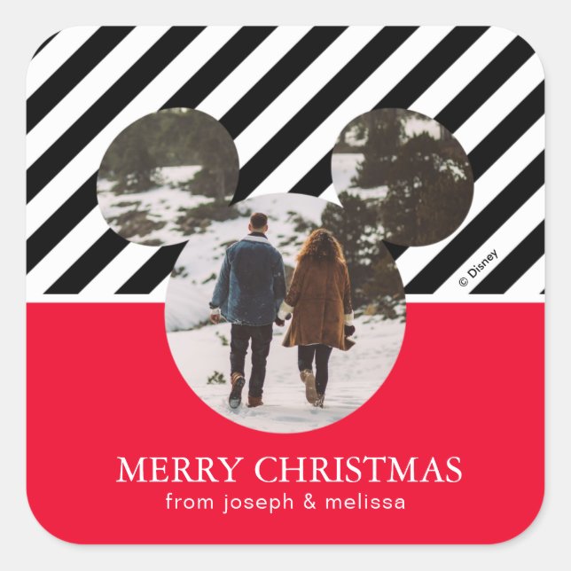 Mickey Mouse | Our First Christmas Married Square Sticker (Front)