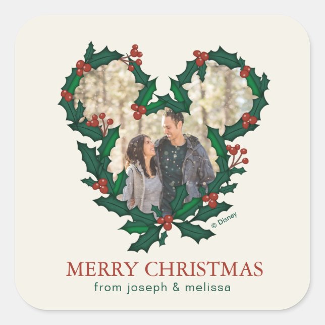 Mickey Mouse | Our First Christmas Married Square Sticker (Front)
