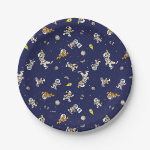 Mickey Mouse Outer Space Pattern Birthday Paper Plates