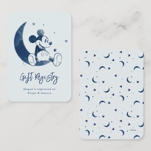 Mickey Mouse Over the Moon | Baby Gift Registry Place Card (Front/Back)