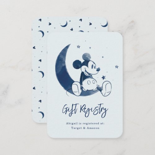 Mickey Mouse Over the Moon  Baby Gift Registry Place Card