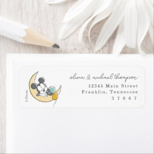 Mickey Mouse Over the Moon Baby Shower Label