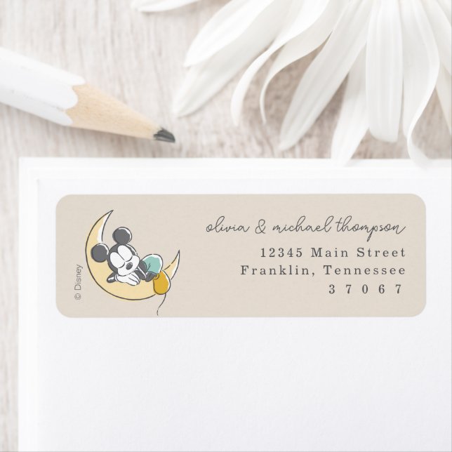 Mickey Mouse Over the Moon Baby Shower Label (Insitu)
