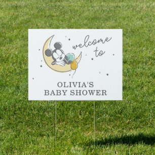 Mickey Mouse Over the Moon Baby Shower Sign
