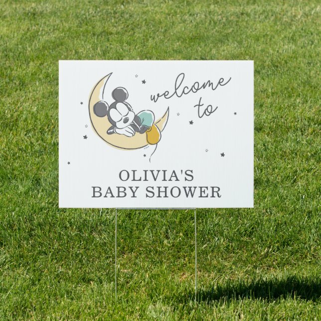 Mickey Mouse Over the Moon Baby Shower Sign (Insitu)
