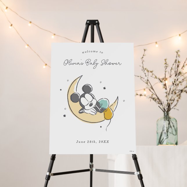 Mickey Mouse over the Moon Baby Shower Welcome Foam Board (In Situ (Stand))