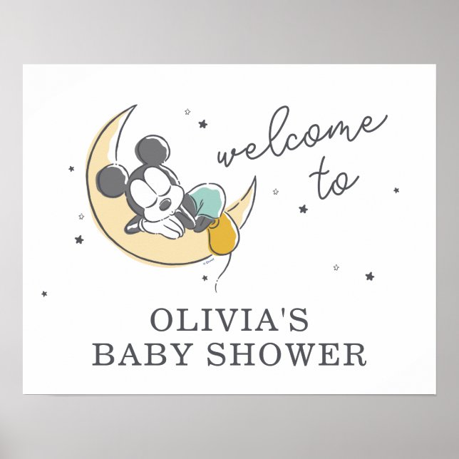 Mickey Mouse | Over the Moon Baby Shower Welcome Poster (Front)