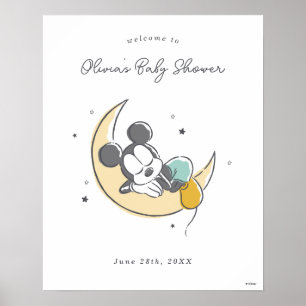 Mickey Mouse over the Moon Baby Shower Welcome Poster