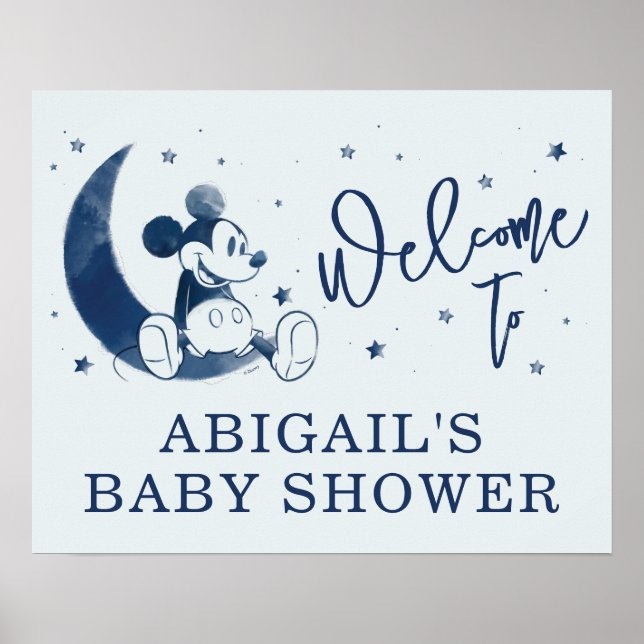Mickey Mouse | Over the Moon Baby Shower Welcome Poster (Front)