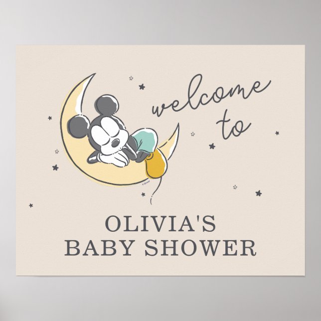 Mickey Mouse | Over the Moon Baby Shower Welcome Poster (Front)