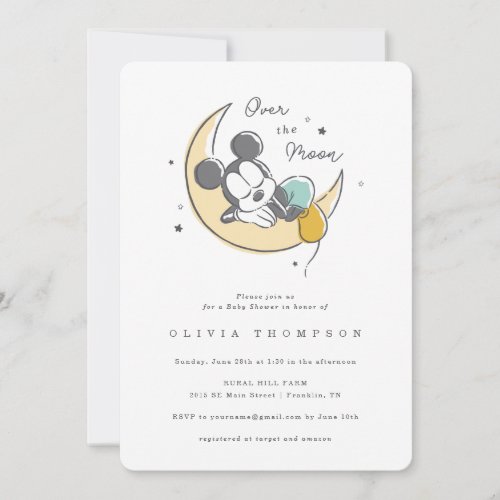 Mickey Mouse  Over the Moon _ Boy Baby Shower Invitation