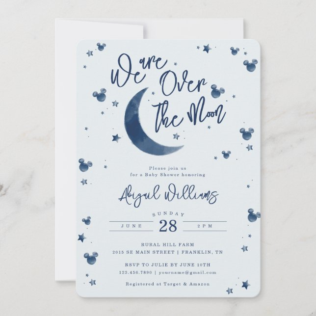 Mickey Mouse | Over the Moon - Boy Baby Shower Invitation (Front)