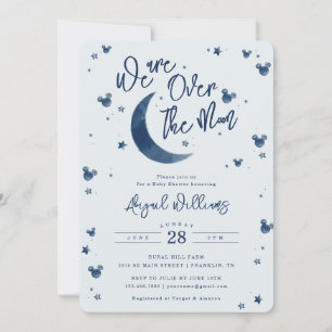 Mickey Mouse   Over the Moon - Boy Baby Shower Invitation
