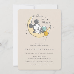 Mickey Mouse   Over the Moon - Boy Baby Shower Invitation