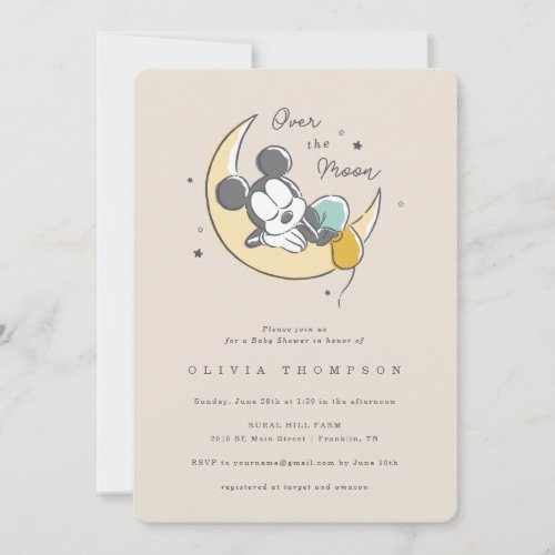 Mickey Mouse  Over the Moon _ Boy Baby Shower Invitation