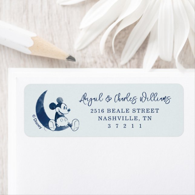 Mickey Mouse | Over the Moon - Boy Baby Shower Label (Insitu)