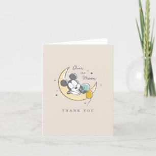 Mickey Mouse   Over the Moon - Boy Baby Shower Letterpress Thank You Card