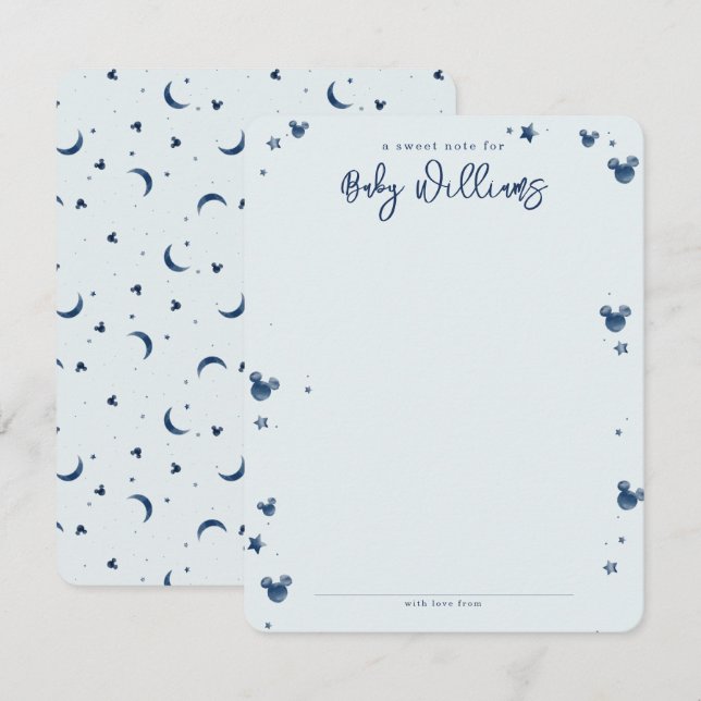 Mickey Mouse | Over the Moon - Boy Baby Shower Note Card (Front/Back)