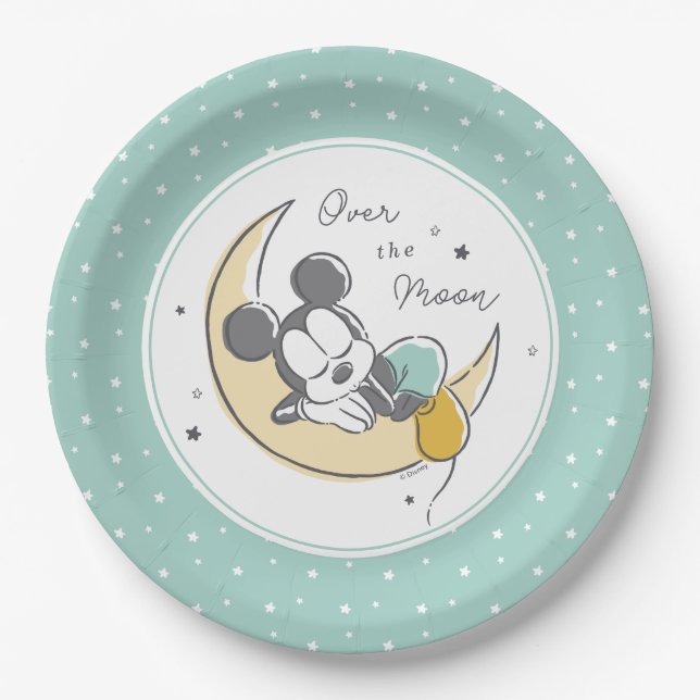 Mickey Mouse | Over the Moon - Boy Baby Shower Paper Plates (Front)