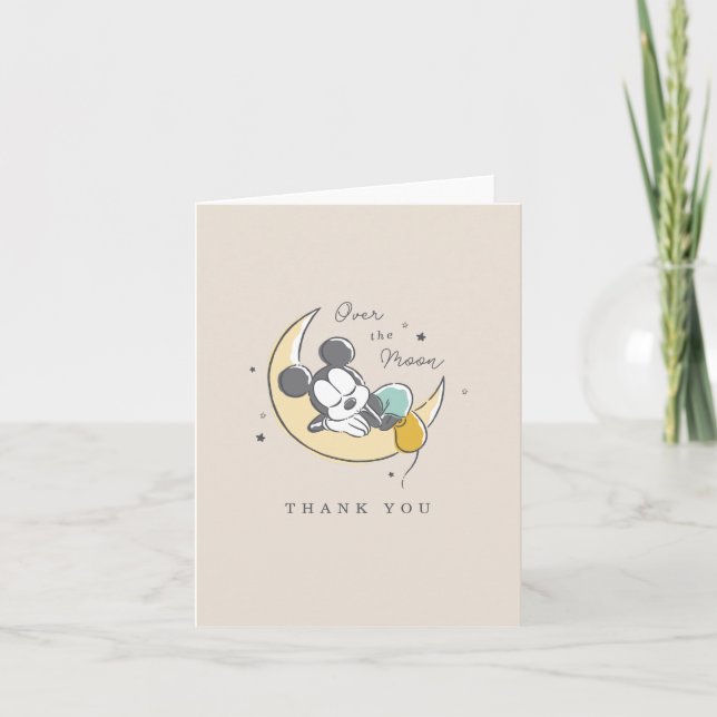 Mickey Mouse | Over the Moon - Boy Baby Shower Thank You Card (Front)
