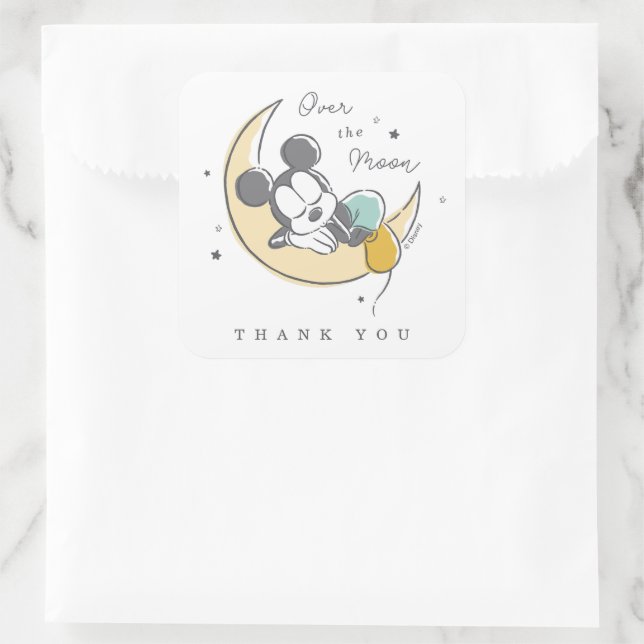 Mickey Mouse Over the Moon Thank You Square Sticker (Bag)