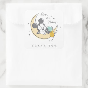 Mickey Mouse Over the Moon Thank You Square Sticker