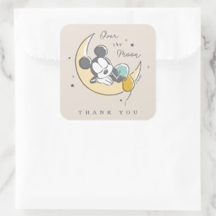 Mickey Mouse Over the Moon Thank You Square Sticker