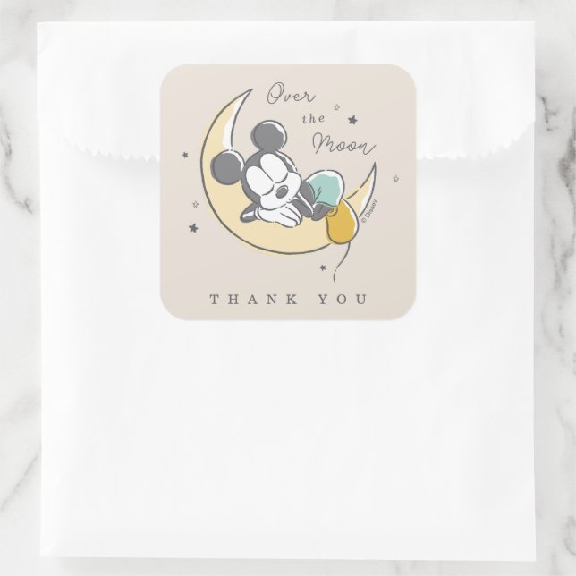 Mickey Mouse Over the Moon Thank You Square Sticker (Bag)