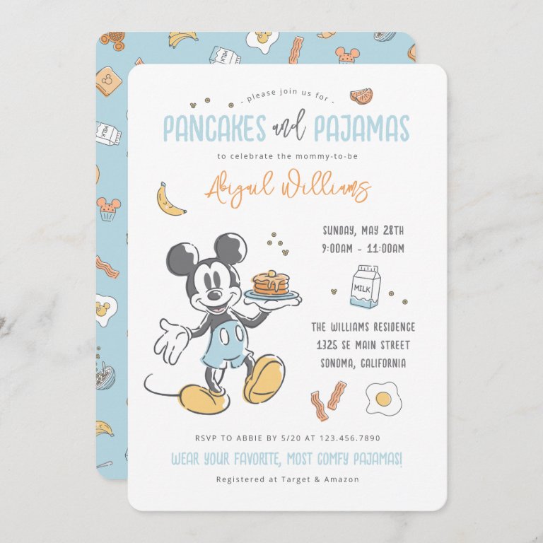 Mickey Mouse | Pancakes &amp; Pajamas Baby                    Shower Invitation