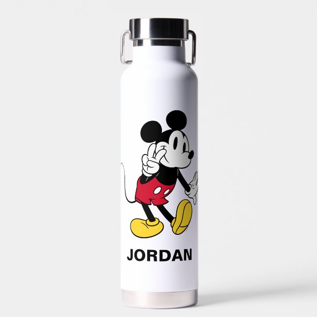 Mickey Mouse | Peace Out | Add Your Name Water Bottle (Front)