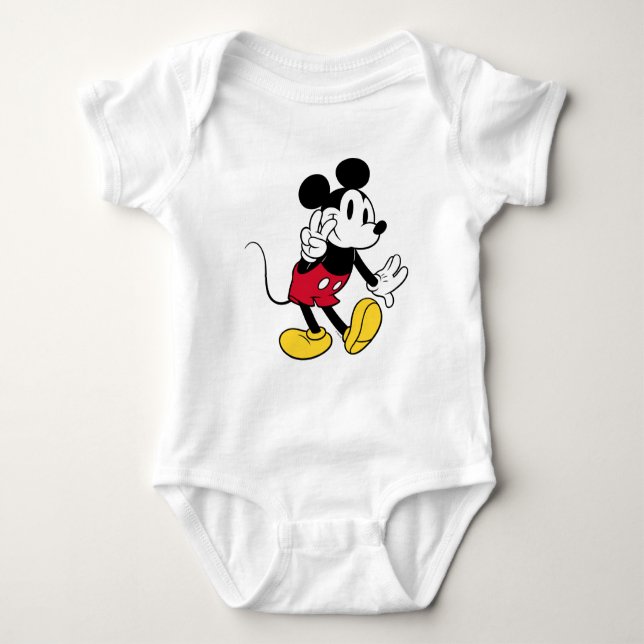 Mickey Mouse | Peace Out Baby Bodysuit (Front)