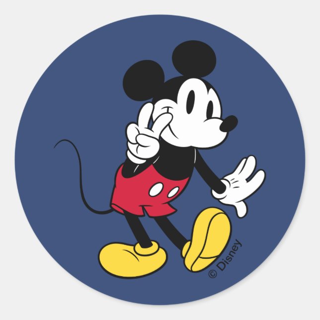 Mickey Mouse | Peace Out Classic Round Sticker (Front)