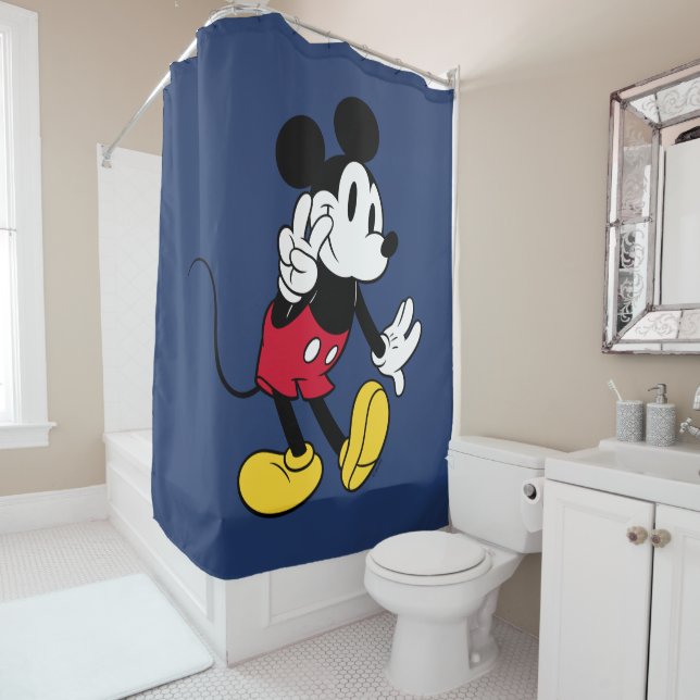 Mickey Mouse | Peace Out Shower Curtain (In Situ)