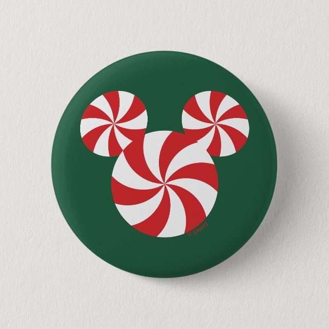 Mickey Mouse Peppermint Christmas Button (Front)