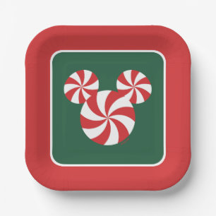 Mickey Mouse Peppermint Christmas Paper Plates