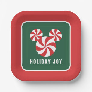 Mickey Mouse Peppermint Christmas Paper Plates