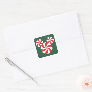 Mickey Mouse Peppermint Christmas Square Sticker