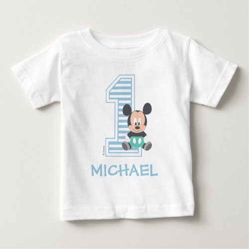 Mickey Mouse  Personalized First Birthday Baby T_Shirt