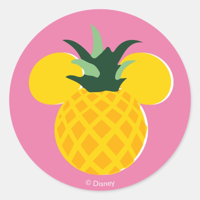 Mickey Mouse Pineapple Icon Classic Round Sticker (Front)